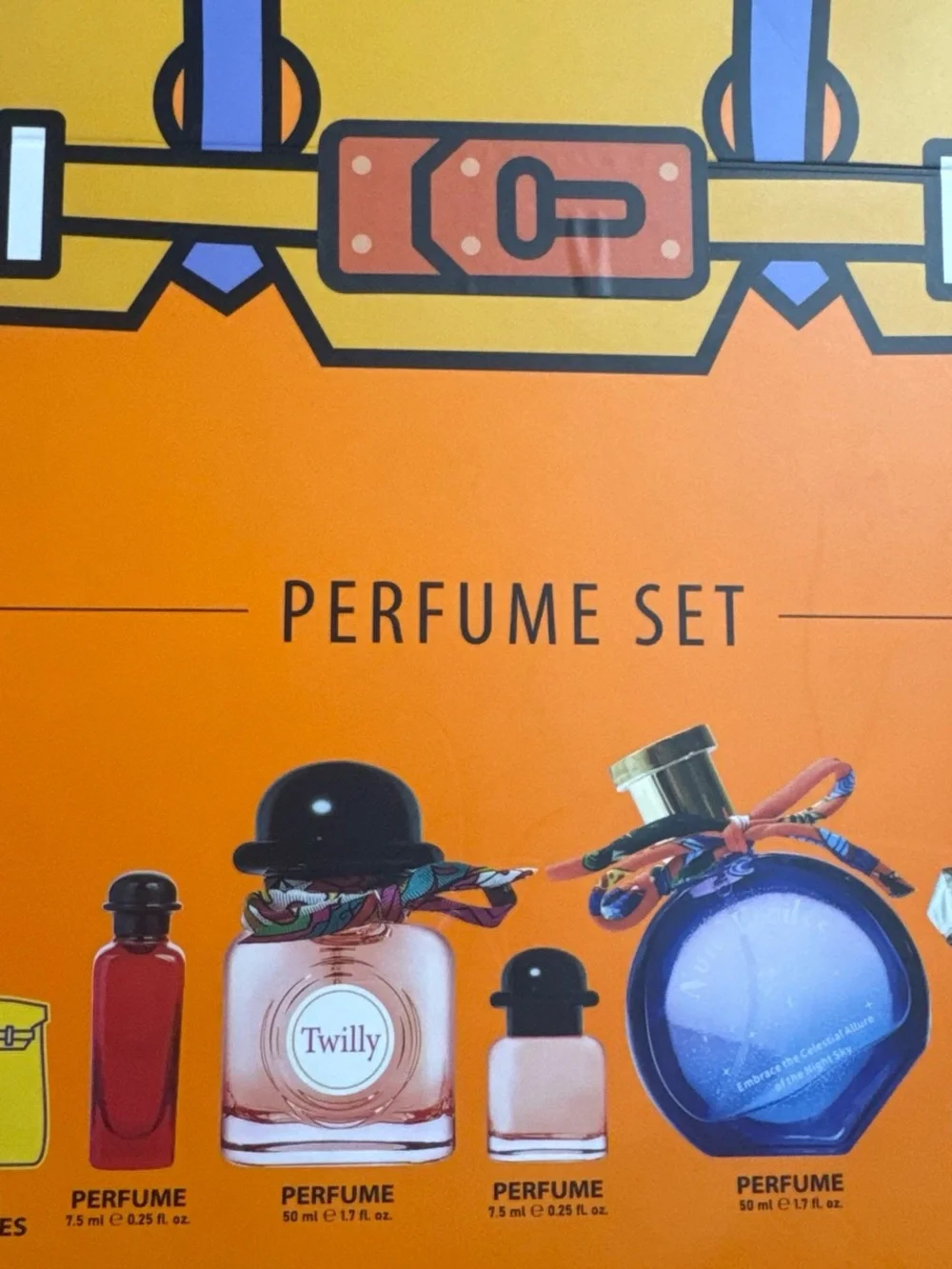 Orange Twilly-Handle Mini Bag Charm and Fragrance Gift Set